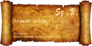 Szamák Uriás névjegykártya